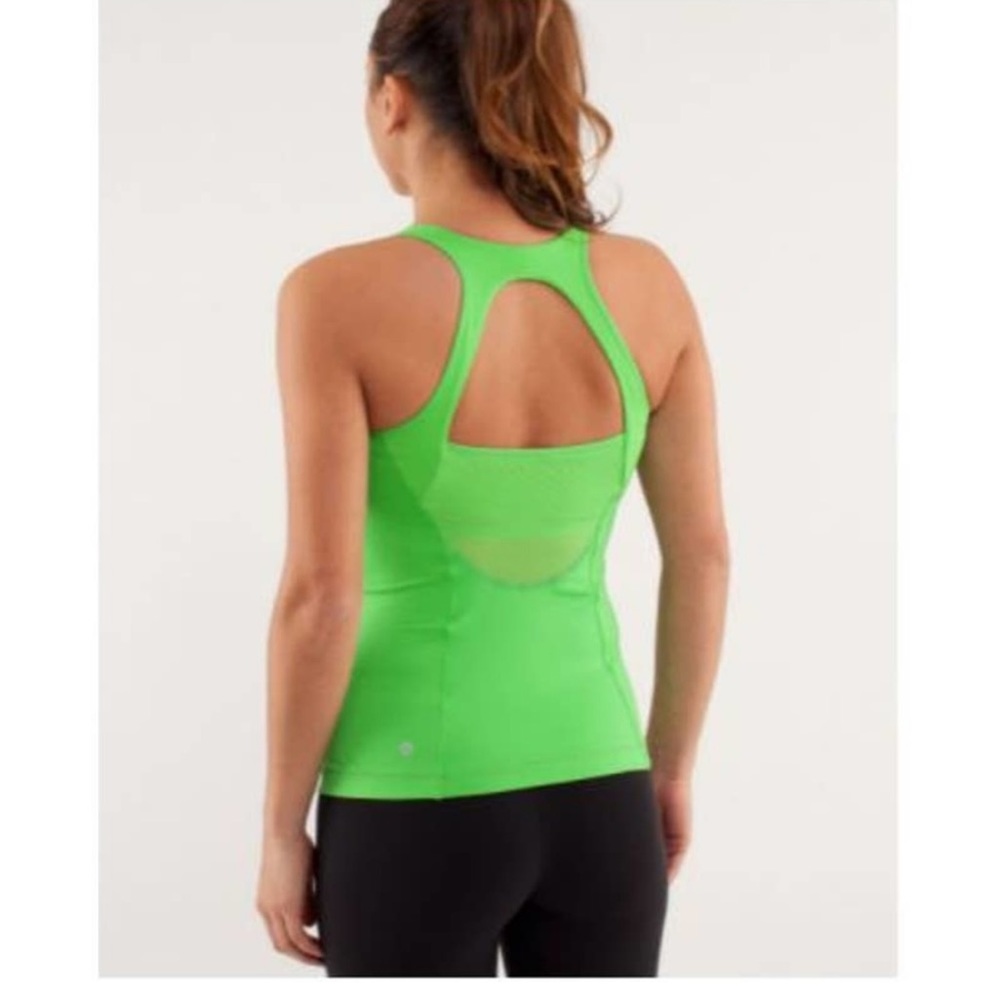 Lululemon lime green workout tank w mesh back